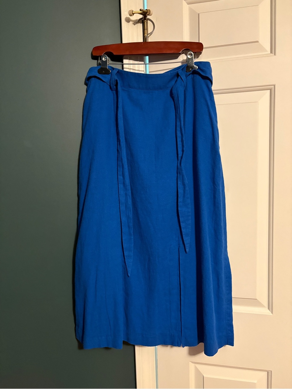 LOFT Blue Tie-Waist Midi Skirt